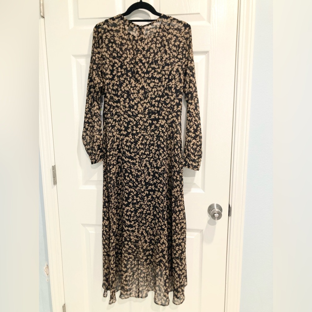 NWT Mark New York Long Sleeve Hi Lo Fit & Flare Leaf Print Dress Size 4 - Picture 10 of 15